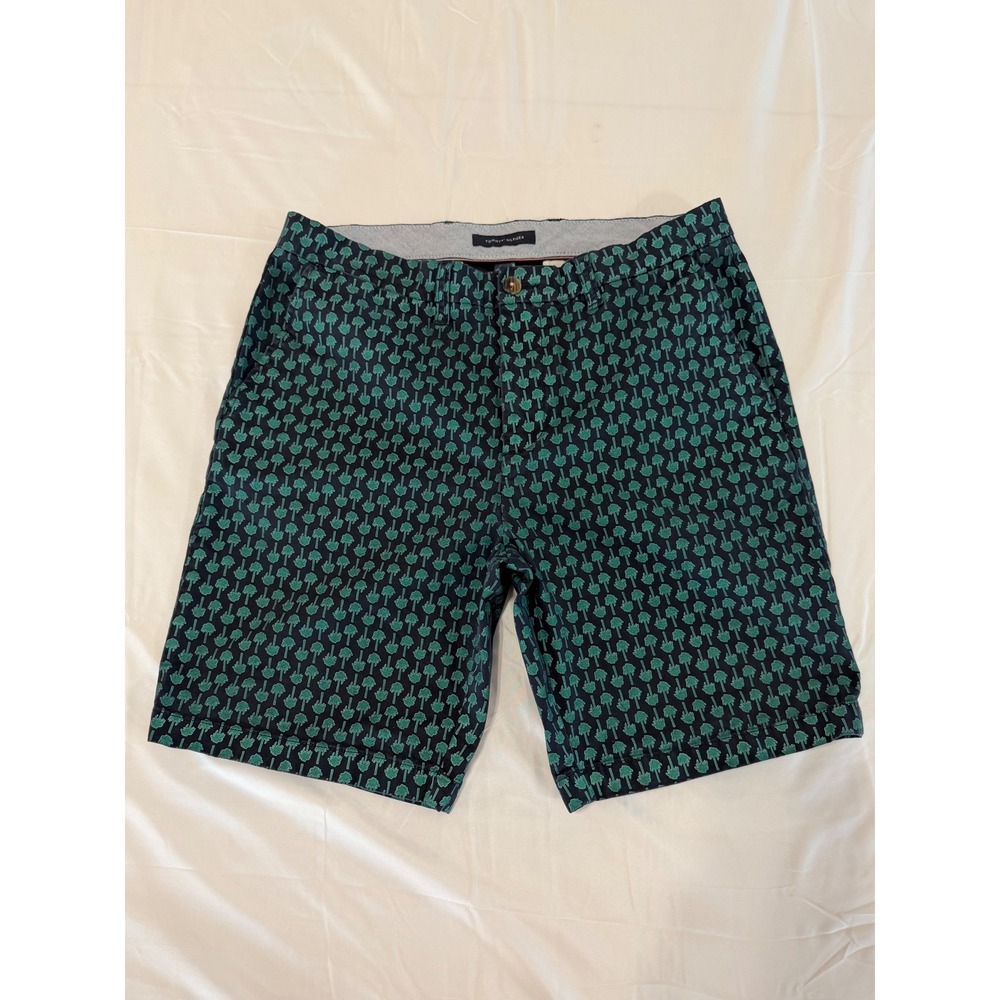 Tommy‎ Hilfiger Palm Tree Print Chino Shorts Navy Green 33 Summer Tropical Beach